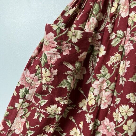 Vintage Floral Skirt Womens M Shirt Pals by Helen Red Cottagecore Modest Button - Picture 2 of 7